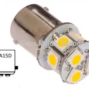 Ba15D-warm wit (9xLED), 10W, 1.0W, 10-30 VDC
