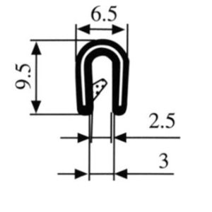 Klemprofiel zwart 1 - 3 mm