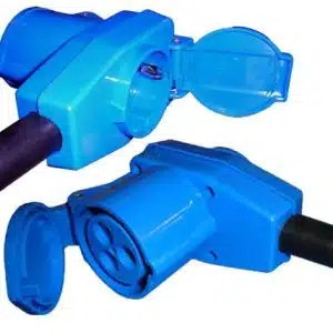 Koppelcontactstop 1aA 3p.(2p+a) CEE Female haaks met ingebouwd stopcontact met randaarde.