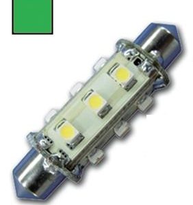 LED Festoon 10-30V / 0,9W groen 12 LEDS 42 mm