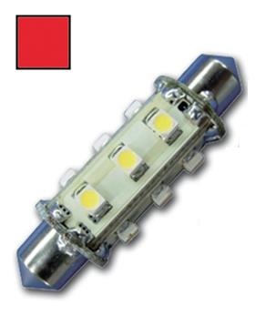 LED Festoon 10-30V / 0,9W rood 12 LEDS 42 mm