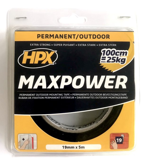 Max Power Outdoor bevestigingstape - zwart 19mm x 5m