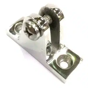 RVS buiskap dekbeslag voetmontage Schuin, Voetplaat 22x51mm #204