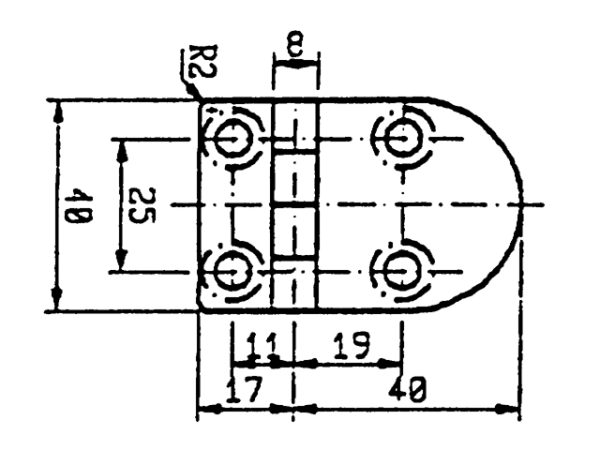 Scharnier rvs 70x40mm 180°