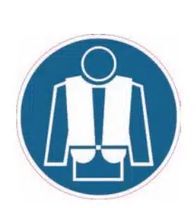 Sticker Reddingsvesten verplicht.