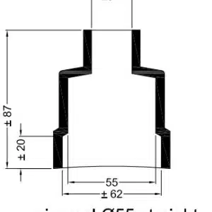 Uni rubberen MOF recht Ø62-55 Ø25.4
