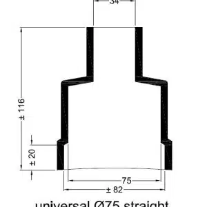 Uni rubberen MOF rechte Ø75-82 Ø34