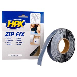 ZipFix klittenband (haak)-zwart 20mmx5M