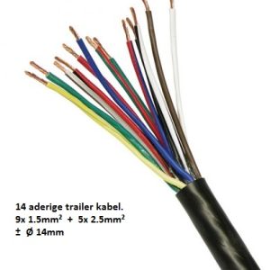 Zwarte kabel 9 x 1,5 mm2+ 5 x 2,5 mm2