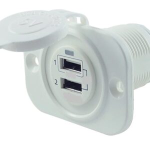 USB stopcontact dubbel 2 x 2,4A wit met flush frame