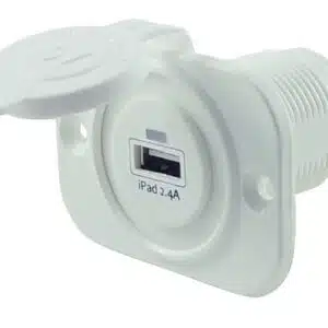 USB stopcontact enkel 2.4A wit met flush frame