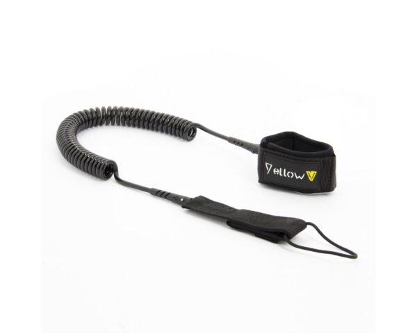 Yellow V Leash, 10' coiled voor SUP boards tot lengte 10'