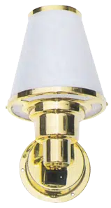 Messing Interieurlamp, wandmontage, 12V/10W, voetplaat Ø76mm, met schakelaar