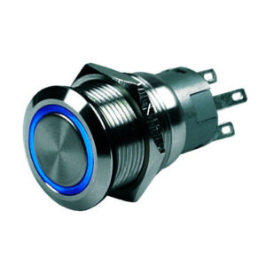 Hollex Drukknop rvs 12V aan/uit LED blauw