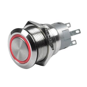 Hollex Drukknop rvs 24V aan/uit LED rood